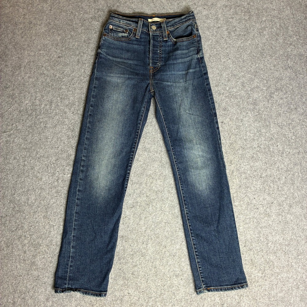 Levis Wedgie Straight Jeans Women 24x27 Blue Classic High Rise Button Fly Denim